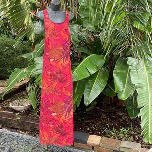 Linen blend , tropical column dress